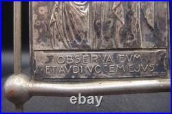 Antique Rare Silverplate Guardian Angel Religious Small Plaque Icon Ex 23 by SJ