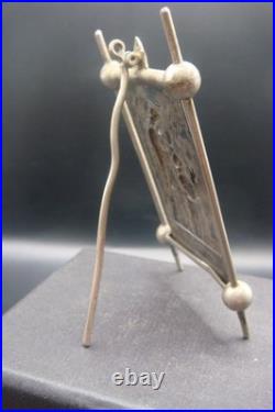 Antique Rare Silverplate Guardian Angel Religious Small Plaque Icon Ex 23 by SJ