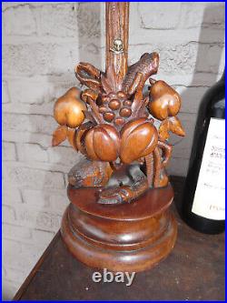 Antique Rare Wood carved crucifix fruits snake religious