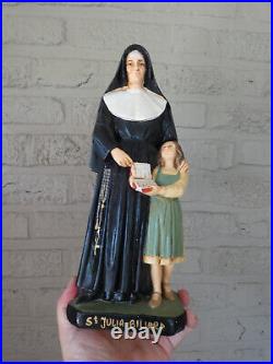 Antique Rare ceramic chalk statue Nun Saint Julie Billiart figurine religious