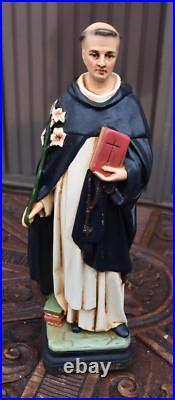 Antique Rare statue of Saint Dominic Religious chalk