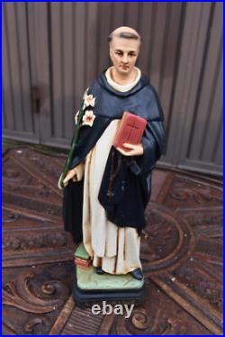 Antique Rare statue of Saint Dominic Religious chalk