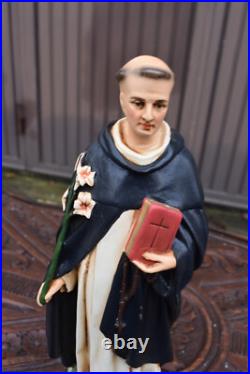 Antique Rare statue of Saint Dominic Religious chalk