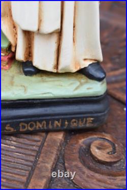 Antique Rare statue of Saint Dominic Religious chalk