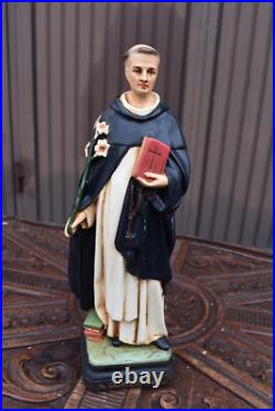 Antique Rare statue of Saint Dominic Religious chalk