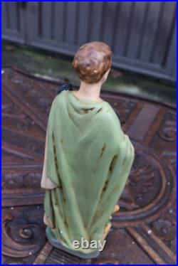 Antique Rare statue of Saint Gratien D'Amiens Religious chalk