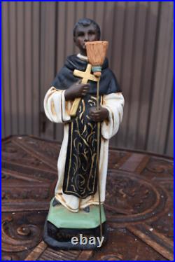 Antique Rare statue of Saint MArtin de porres Religious chalk