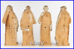 Antique Rare wood carved Set 4 Saint statue figurine religious church