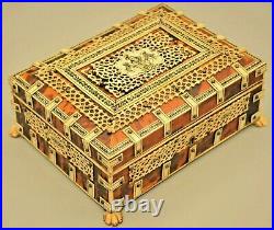 Antique Regency Tortoise Shell Inlaid Lattice Humidor Trinket Jewelry Letter Box