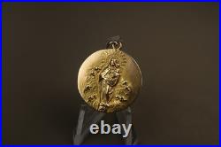 Antique Religious 10K Gold Medal Virgin Mary & Child Jesus Pendant 20th Century