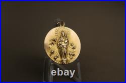 Antique Religious 10K Gold Medal Virgin Mary & Child Jesus Pendant 20th Century