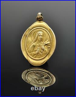 Antique Religious 10k Yellow Gold Mary Pendant