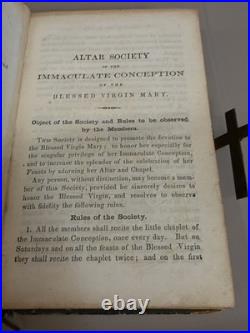 Antique Religious Book 1857 Alter Society Immaculate Conception Blessed Mary