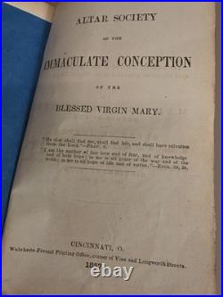 Antique Religious Book 1857 Alter Society Immaculate Conception Blessed Mary
