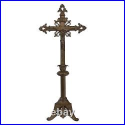 Antique Religious Brass Christian Altar Crucifix 21 X 9 X 5 in