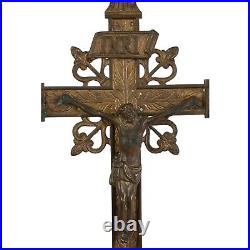 Antique Religious Brass Christian Altar Crucifix 21 X 9 X 5 in