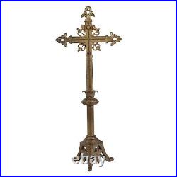 Antique Religious Brass Christian Altar Crucifix 21 X 9 X 5 in