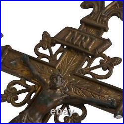 Antique Religious Brass Christian Altar Crucifix 21 X 9 X 5 in