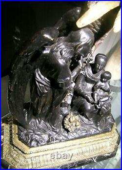 Antique Religious Bronze Nativity on a Marble Base