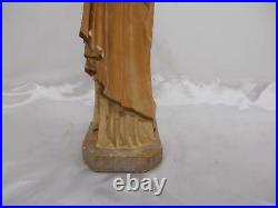 Antique Religious CHALKWARE STATUE SACRED HEART OF JESUS Old Vtg Figurine 17.5
