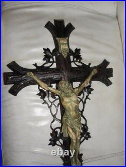 Antique Religious CHURCH CARVED victorian WOOD JESUS CHRIST Cross Crucifixes old