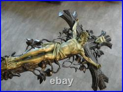 Antique Religious CHURCH CARVED victorian WOOD JESUS CHRIST Cross Crucifixes old
