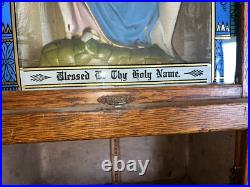 Antique Religious Carved Oak Shadow Box