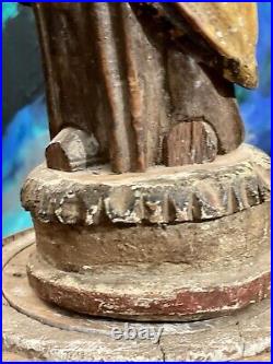 Antique Religious Carved Wood Santos Saint Jude Polychrome 19th Century