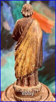 Antique Religious Carved Wood Santos Saint Jude Polychrome 19th Century