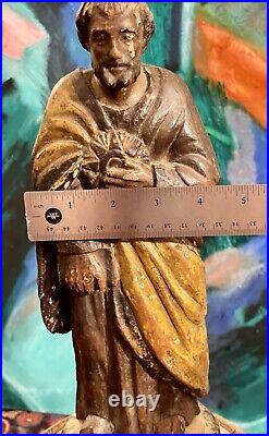 Antique Religious Carved Wood Santos Saint Jude Polychrome 19th Century