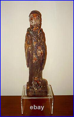 Antique Religious Carved and Polychrome Wood Santos Figure/Statue with Lamb