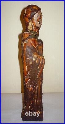 Antique Religious Carved and Polychrome Wood Santos Figure/Statue with Lamb