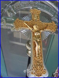 Antique Religious Catholic Crucifix Spiritual Bouquets Art Deco Funeral Stand