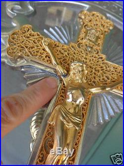 Antique Religious Catholic Crucifix Spiritual Bouquets Art Deco Funeral Stand