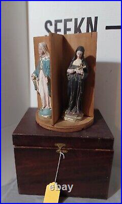 Antique Religious Chalkware Figure Collection with Box