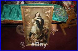 Antique Religious Christianity Framed Print-Virgin Mother Mary Angels Cherubs