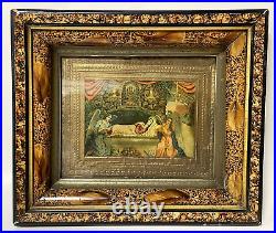 Antique Religious Dormition of The Virgin Mary Catholic Art Print Framed