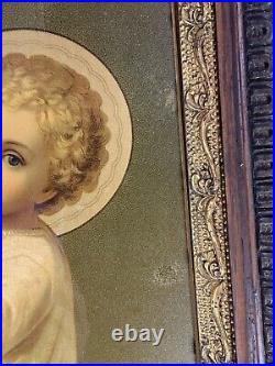 Antique Religious Framed Print Saint Joseph & Child Jesus by Leiber Garland