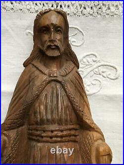Antique Religious Hand Carved Wood Jesus Statue From A Chapel Altar 1900/1910