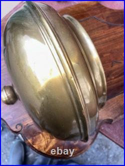 Antique Religious Heavy Wooden WALL Brass SPITTOON Italy Made Plant Garden 28x15 Antique Religious Heavy Wooden WALL Brass SPITTOON Italy Made Plant Garden 28x15