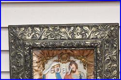 Antique Religious Home Altar of the Holy Family Confraternity Ornate Wood Frame