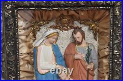 Antique Religious Home Altar of the Holy Family Confraternity Ornate Wood Frame