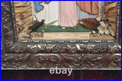 Antique Religious Home Altar of the Holy Family Confraternity Ornate Wood Frame