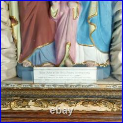 Antique Religious Home Altar of the Holy Family Confraternity in Wood Shadow Box