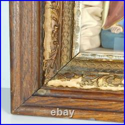 Antique Religious Home Altar of the Holy Family Confraternity in Wood Shadow Box