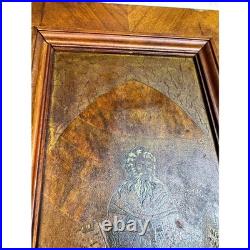 Antique Religious Icon Moses Leviticus Ten Commandments Painting Carved Wood