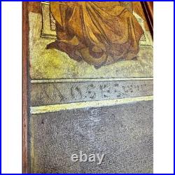 Antique Religious Icon Moses Leviticus Ten Commandments Painting Carved Wood