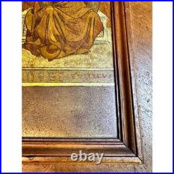 Antique Religious Icon Moses Leviticus Ten Commandments Painting Carved Wood