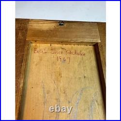 Antique Religious Icon Moses Leviticus Ten Commandments Painting Carved Wood