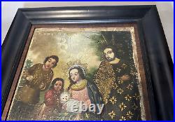 Antique Religious Icon Oil Painting Possibly the Birth of Jesus